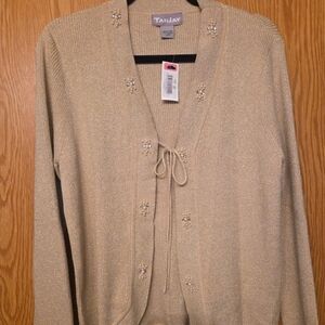 nwt tanjay gold bling cardigan size large